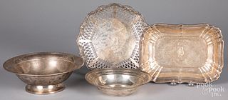 Four sterling silver serving pieces, 50.9 ozt.