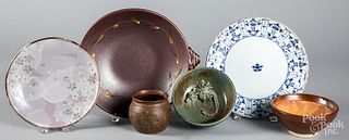 Six pieces of Japanese pottery and porcelain