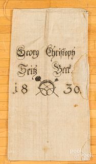 Grain bag, inscribed Georg Christoph 1830