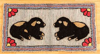 Hooked rug with two dogs, early 20th c.