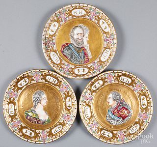 Three German porcelain portrait plaques