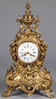 French gilt metal mantel clock, late 19th c.
