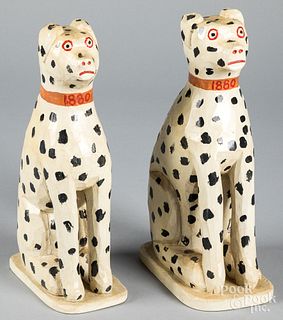 Pair of Jonathan Bastian carved dalmatians