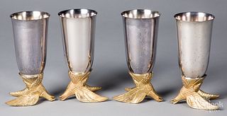 Four Anheuser Busch silver plated eagle cups
