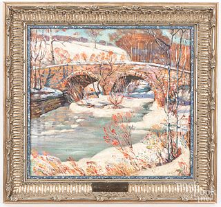 Oil on canvas titled The Bridge at Trexler