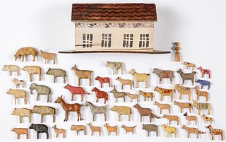 German painted Noah's Ark with animals