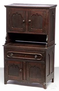 Doll's walnut stepback cupboard, late 19th c., 23