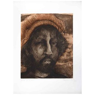 FRANCISCO CORZAS, Untitled, Signed and dated 74, Etching and aquatint a la poupeé, Proof of authorship, 14.5 x 11.8" (37 x 30 cm)