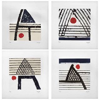 VICENTE ROJO, Primera letra cuarteto, 2015, Signed, Etching and aquatint P / A, 7.8 x 7.8" (20 x 20 cm), Pieces: 4