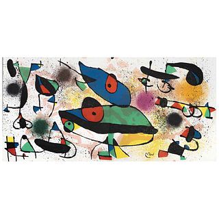 JOAN MIRÓ, Sculptures II, 1974, Signed on plate, Lithograph without print number, 7 x 22" (18 x 56 cm)