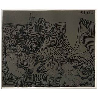 PABLO PICASSO, Bacchanale au Hibou, Unsigned, Linocut from an edition of 520, 10.6 x 12.5" (27 x 32 cm)