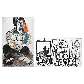 PABLO PICASSO, Untitled, from the binder Carnet 1 de noviembre de 1955 - 14 gennaio 1956, Unsigned, Lithograph without print number, 16.5 x 10.6" (42 