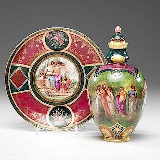 Royal Vienna-style Charger and Vase 