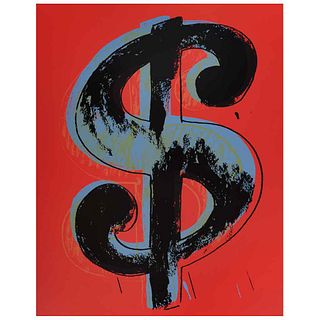 ANDY WARHOL, Dollar Red, Stamp on back, Serigraphy 334/ 1000, 19.6 x 15.7" (50 x 40 cm), Certificate