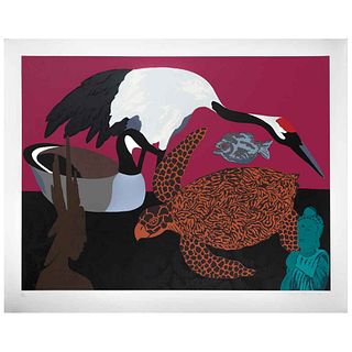 HUNT SLONEM , Crane 2, Signed and dated 81, Serigraphy 119 / 250, 24.4 x 31.1" (62 x 79 cm)