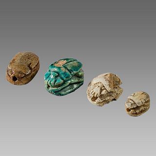 Lot of 4 Ancient Egyptian Steatite stone Scarabs c.1500-1100 BCE. 
