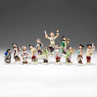 Continental Porcelain Monkey Band Figurines 