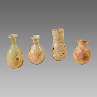 Lot of 4 Ancient Roman Glass Bottles c.2nd-4th century AD. 