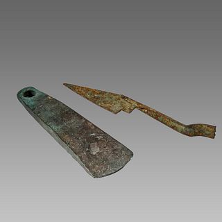 Lot of 2 Ancient Luristan Bronze Spear/Axe c.1st millennium BC. 