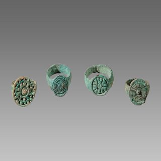Lot of 4 Ancient Bactrian Bronze Rings c.2nd century BC.