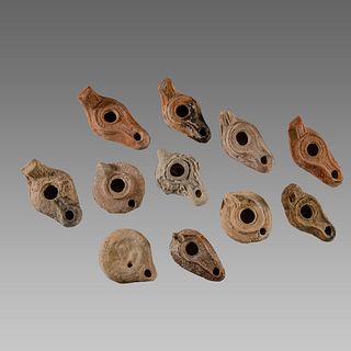 Lot of 11 Ancient Roman, Byzantine Terracotta Oil Lamps c.1st-5th century AD. 