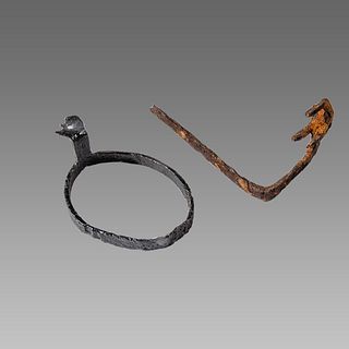 Lot of 2 English Vicking, Iron Key and Ring c.11th century. 