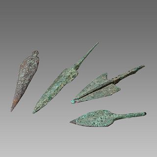 Lot of 4 Ancient Luristan Bronze Arrow heads c.1200 BC. 
