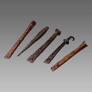 Lot of 5 European Iron Chisels c.12th-15th cent AD.