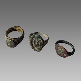 Lot of 3 Ancient roman Bronze Rings c.2nd-3rd century AD.