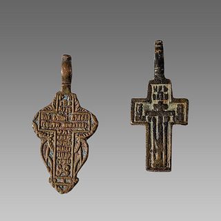 Lot of 2 Russian Bronze Crosses c.19th century. 