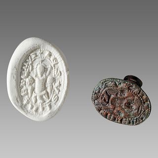 England, Bronze Seal Matrix WITH CHRIST, MARY c.13th-14th century AD. 