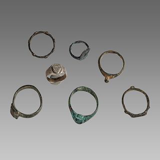 Lot of 7 Ancient Roman, bronze Rings c.1st-4th century AD.