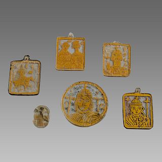 Lot of Byzantine Style Glass Icons with Saints.