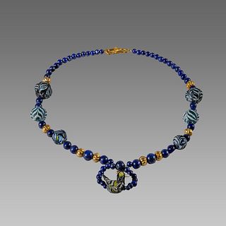 Islamic Style Mosaic, Blue Beads Necklace.