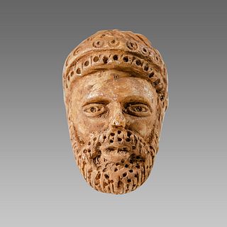 Sumerian Style Stone head of bearded man. 