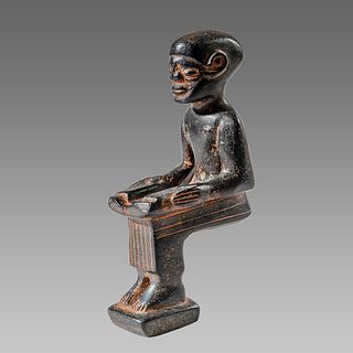 Egyptian Style Black Stone Seated figure. 