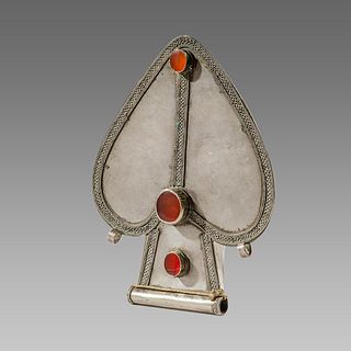 Tribal Art Silver Jewelry Pendant. 