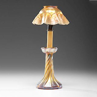 Tiffany Gold Favrile Candle Lamp 
