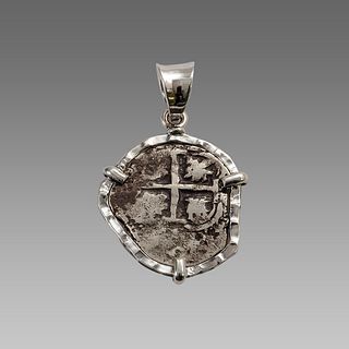 Spanish Reale Silver coin set in Silver Pendant c.1600-1700 AD. 