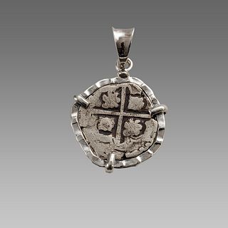 Spanish Reale Silver coin set in Silver Pendant c.1600-1700 AD.