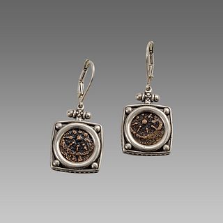 Ancient Widows Mites coins set in Silver earrings c.1st century BC.