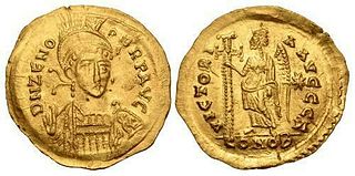 Zeno. Second reign, AD 476-491. gold Solidus (21mm, 4.40 g, 11h).