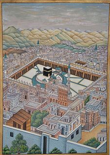 A Large painting of inner view, mecca the "HOLY KABBA " 