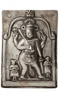 A silver repousse plaque of Shiva, South India, late 18th early 19th century,