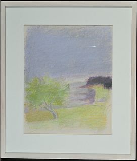 Wolf Kahn, Am. 1927-2020, "Vineyard Headland", Pastel on paper, framed under glass