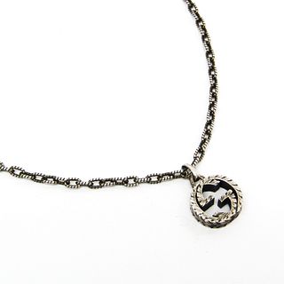 Gucci Interlocking G Silver 925 Unisex Pendant Necklace (Gunmetal)