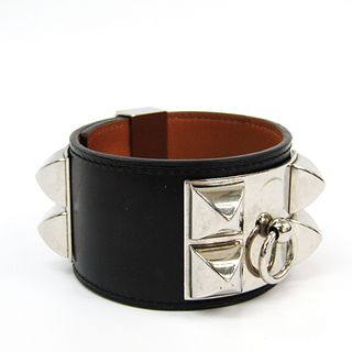 Hermes Collie Edsian Box Calf Leather,Metal Bangle Black,Brown,Silver