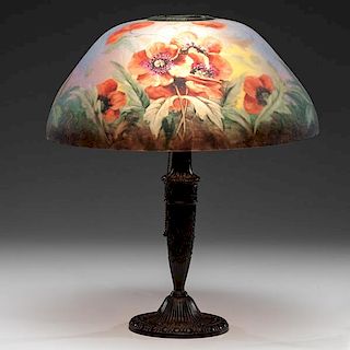 Moe Bridges Reverse Painted Poppies Table Lamp 