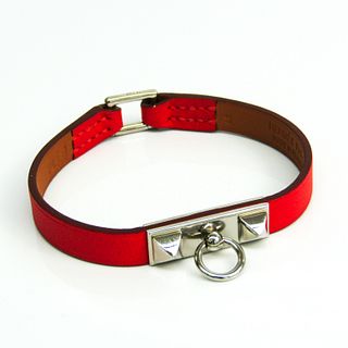 Hermes Micro Rivale Leather Bracelet Brown,Orange Red