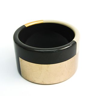 Hermes Lacquer,Wood Bangle Gold,Gray,Ivory
